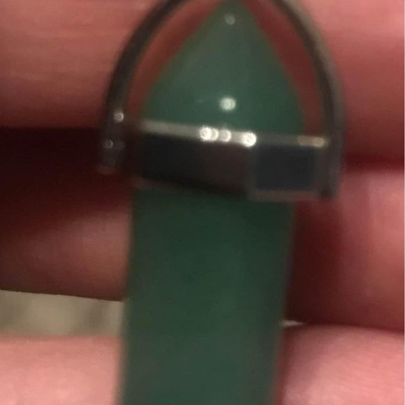 Green adventurine gemstone crystal necklace with black cord - Picture 1 of 2